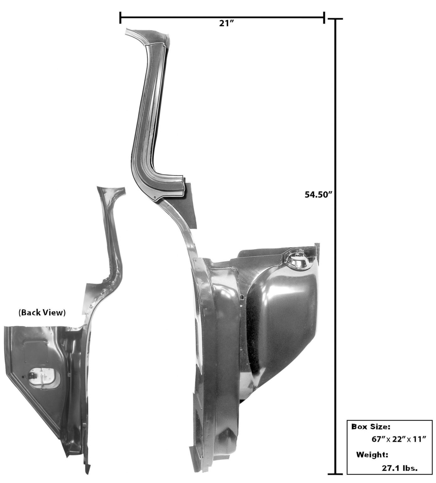 1955 1959 Chevy Truck Cab Kick Panel / “A” Pillar Assembly RH Side